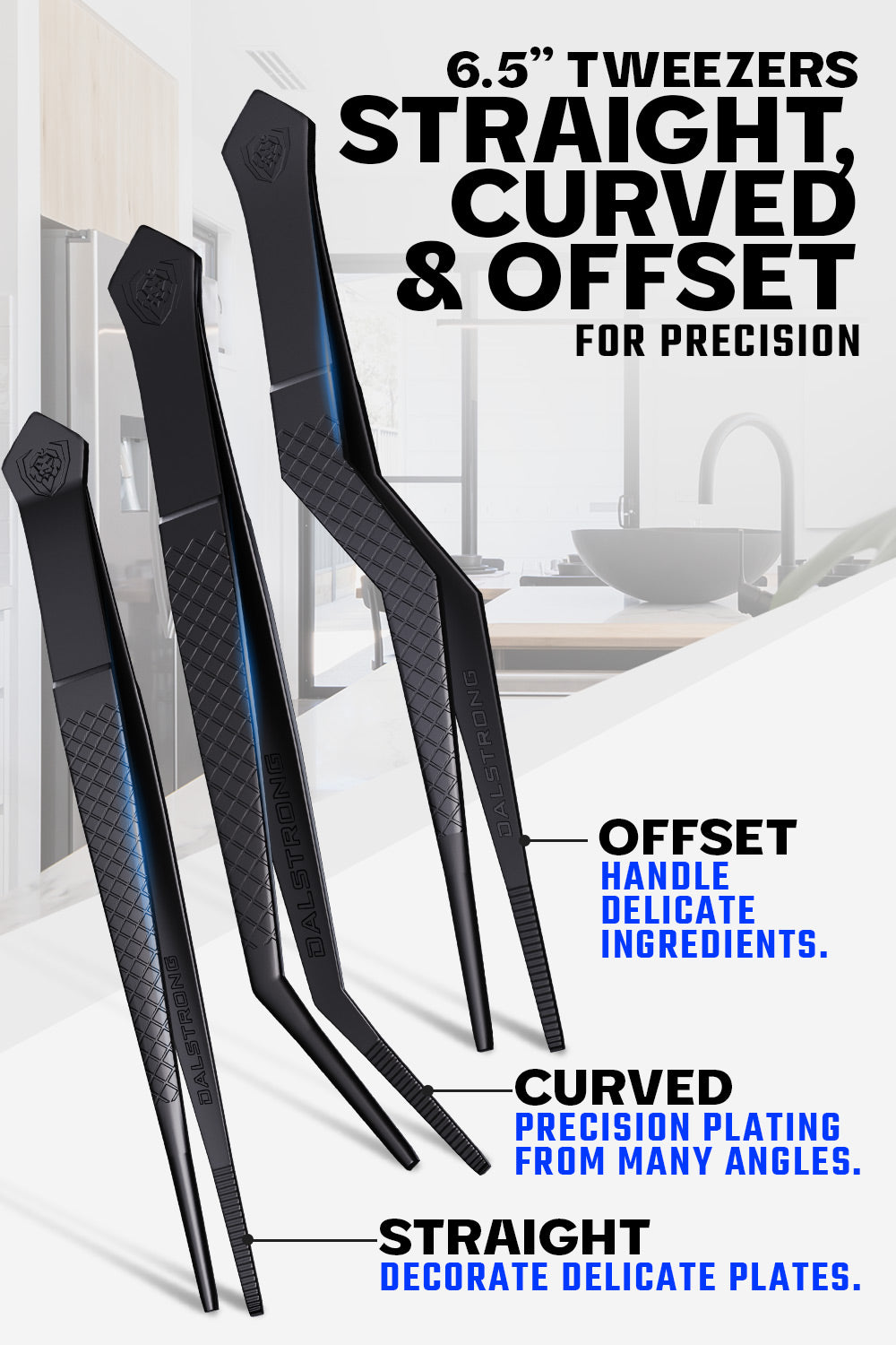 5-Piece Professional Plating Tweezers Set by Dalstrong - Perfect for Sushi, Pastry, and Fine Dining Presentation