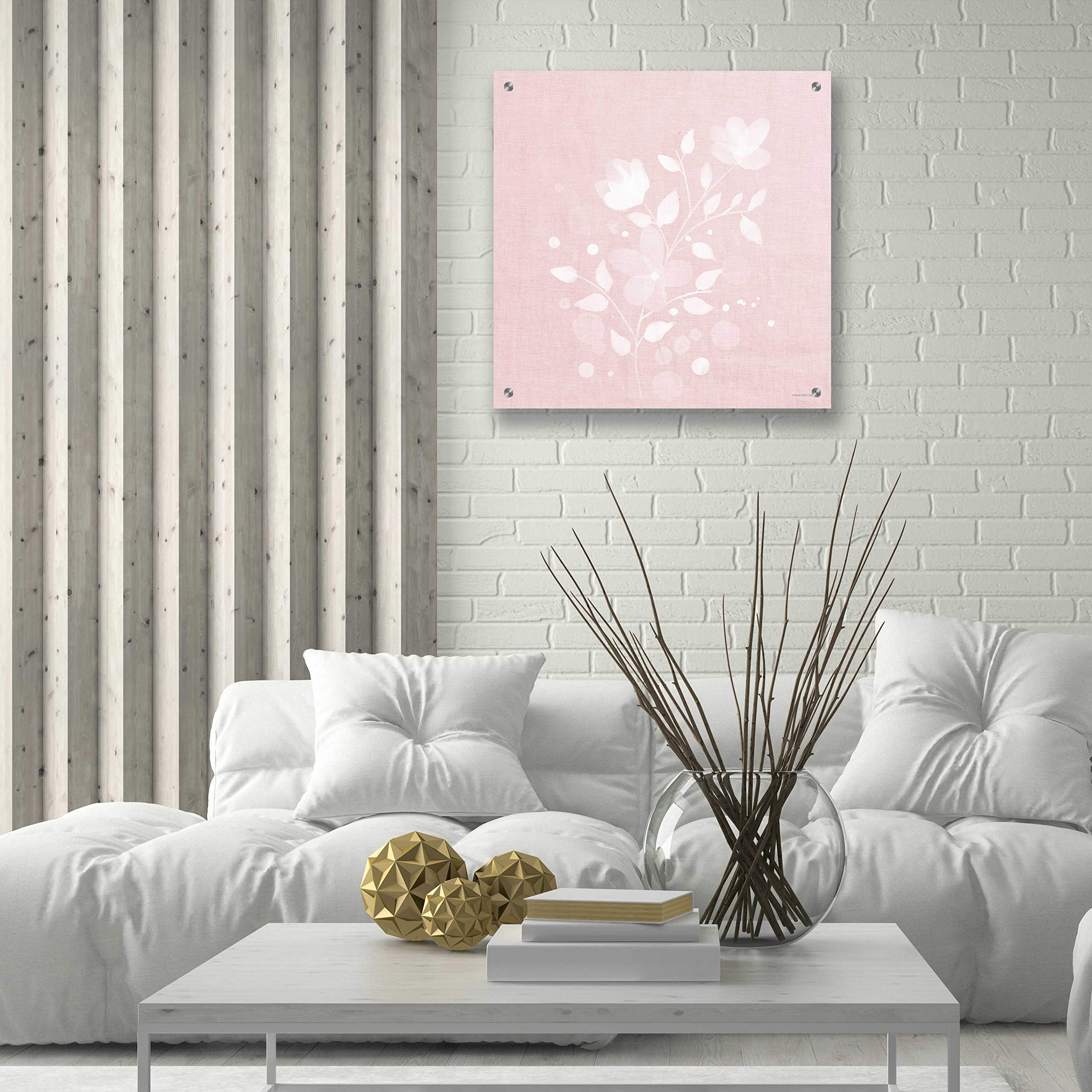 Epic Art 'Pink Flower Bunch II' by Bluebird Barn - 24x24 Inch Acrylic Glass Wall Decor - Modern Floral Painting for Living Room, Bedroom & Office