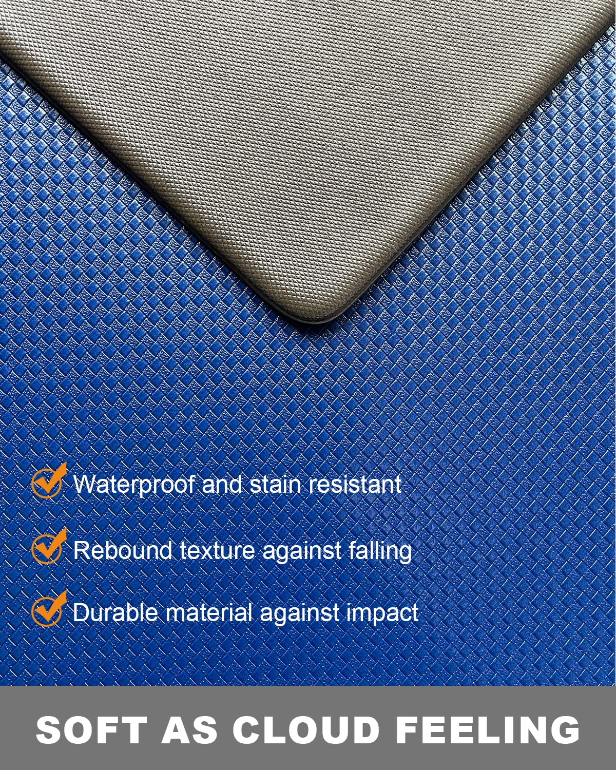**Artnice Anti-Fatigue Kitchen Floor Mats - 2-Pack Memory Foam Comfort Mats, Waterproof & Non-Slip, Navy Blue (0.47