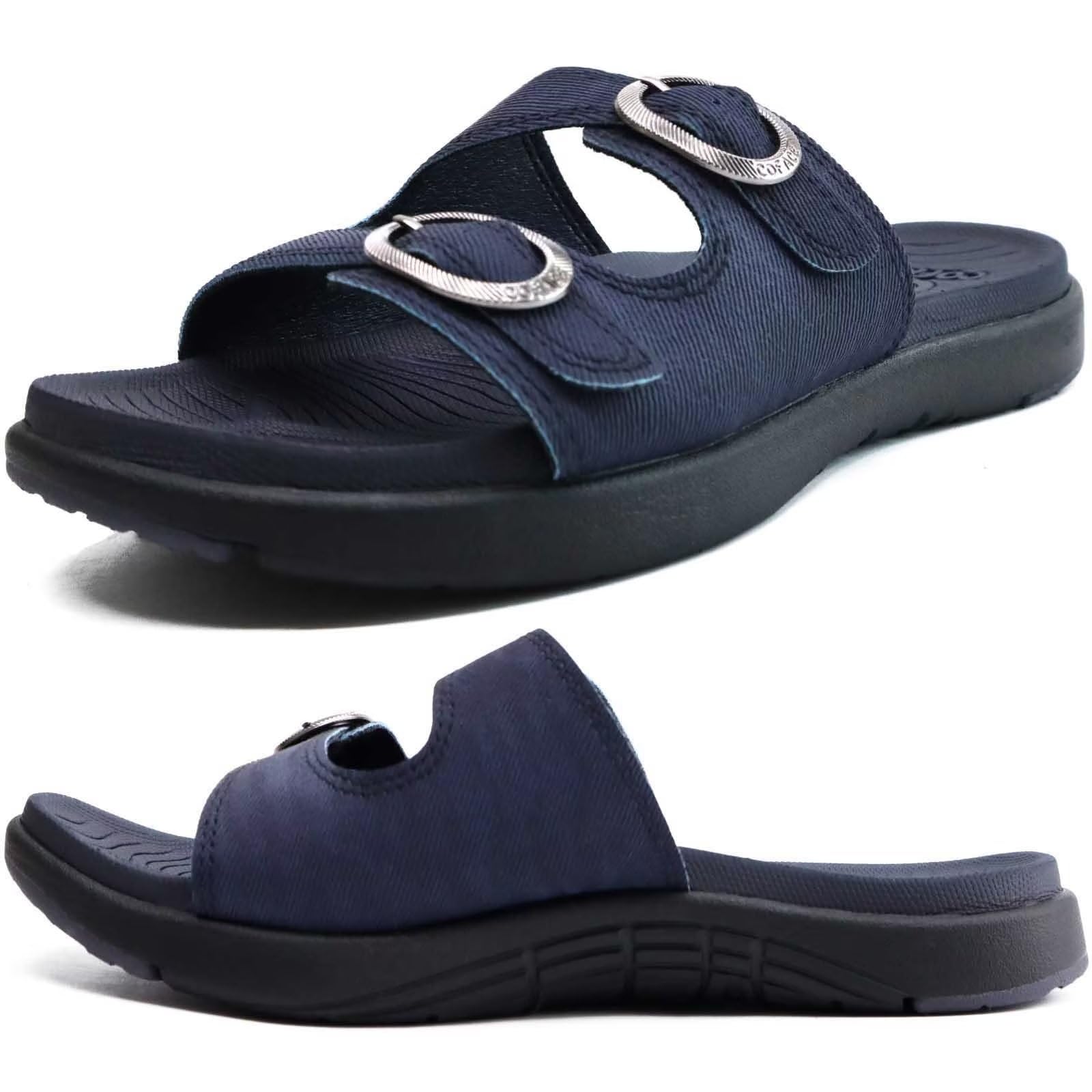 COFACE Women's Orthotic Slides - Arch Support Sandals for Plantar Fasciitis Relief, Comfortable Slip-On Flat Slippers with Adjustable Straps & Soft Cushioning - Perfect for Yoga, Home, and Post-Workout Recovery