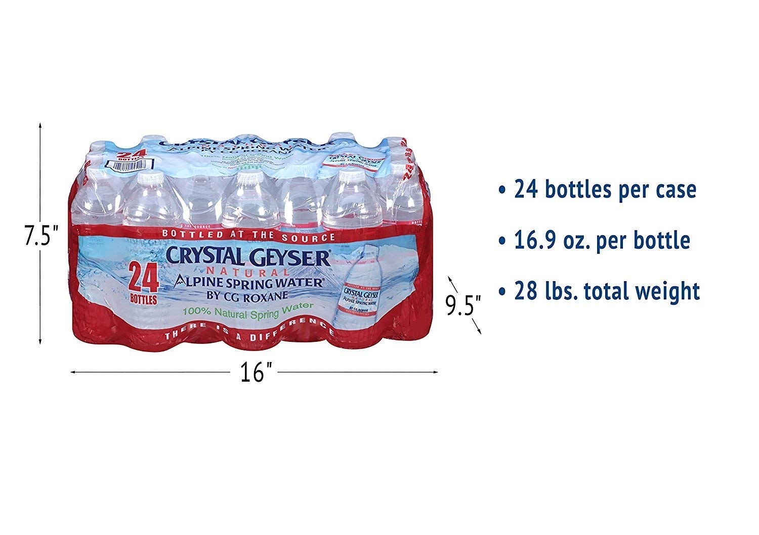 **Crystal Geyser Alpine Spring Water - 16.9 oz Bottles (24-Pack, 42 Cases / Half Pallet, 1008 Bottles Total) - Pure Natural Spring Water for Home, Office & Outdoor Activities**