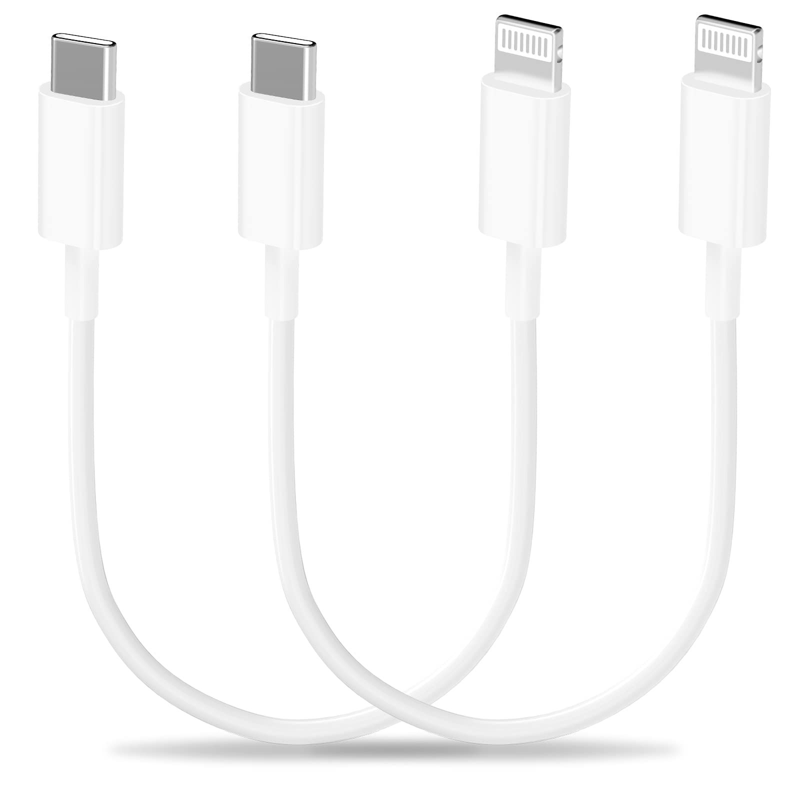 Apple MFi Certified Short USB C to Lightning Cable (8Inch, 2-Pack) - Fast Charging & Data Sync for iPhone 14/13/12/11Pro/XS/XR/8/7, iPad & AirPods - Perfect for Travel, Car & Power Bank Charging