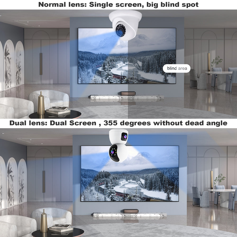 Campark SC24 2MP Dual Lens Indoor Security Camera - Wireless WiFi Baby Monitor with Phone App, Auto Tracking for Kids & Pets (USA/Europe) - Perfect for Home, Nursery, and Pet Monitoring
