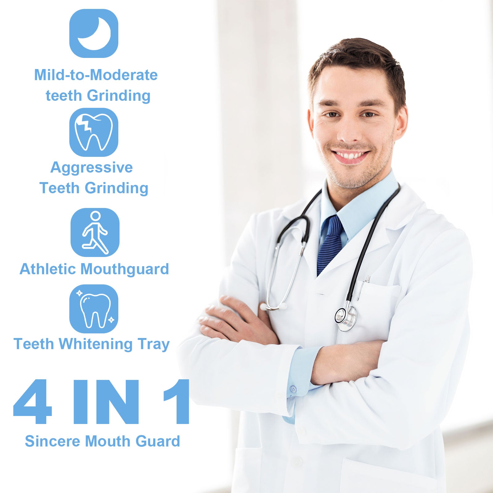 Mitimi Custom Moldable Night Guard for Teeth Grinding - 4 Pack Dental Mouth Guard for Sleep & Teeth Protection - Perfect for Nighttime Use & TMJ Relief