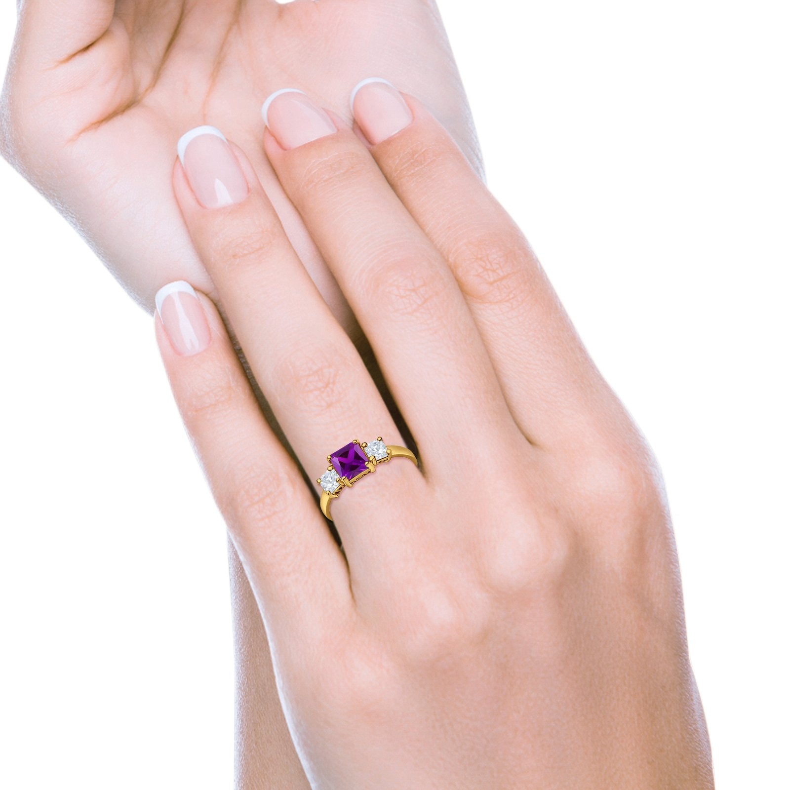 3 Stone Princess Cut Cubic Zirconia Ring - 925 Sterling Silver Fashion Jewelry for Women - Perfect for Weddings, Anniversaries & Special Occasions