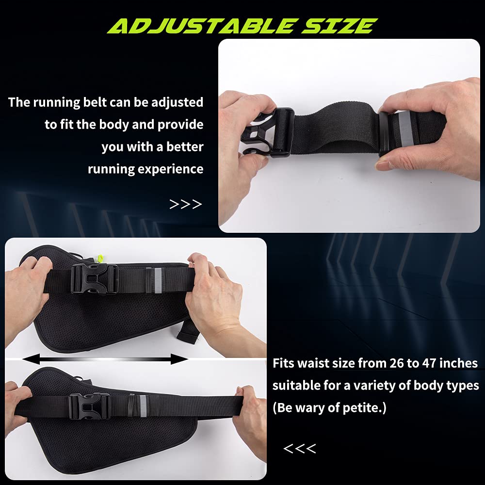 Labeol Adjustable Running Belt with Water Bottles - 2 Zipper Pockets Hydration Waist Pack for Men & Women - Lightweight Fanny Pack for Hiking, Climbing, Jogging & Outdoor Activities (Green)