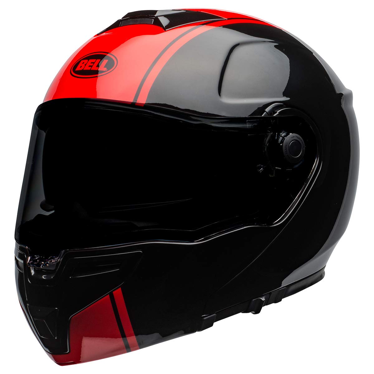 BELL SRT Modular Motorcycle Helmet (Ribbon Gloss Black/Red) - DOT Certified, Medium Size for Men & Women - Perfect for Street Biking, Commuting & Touring