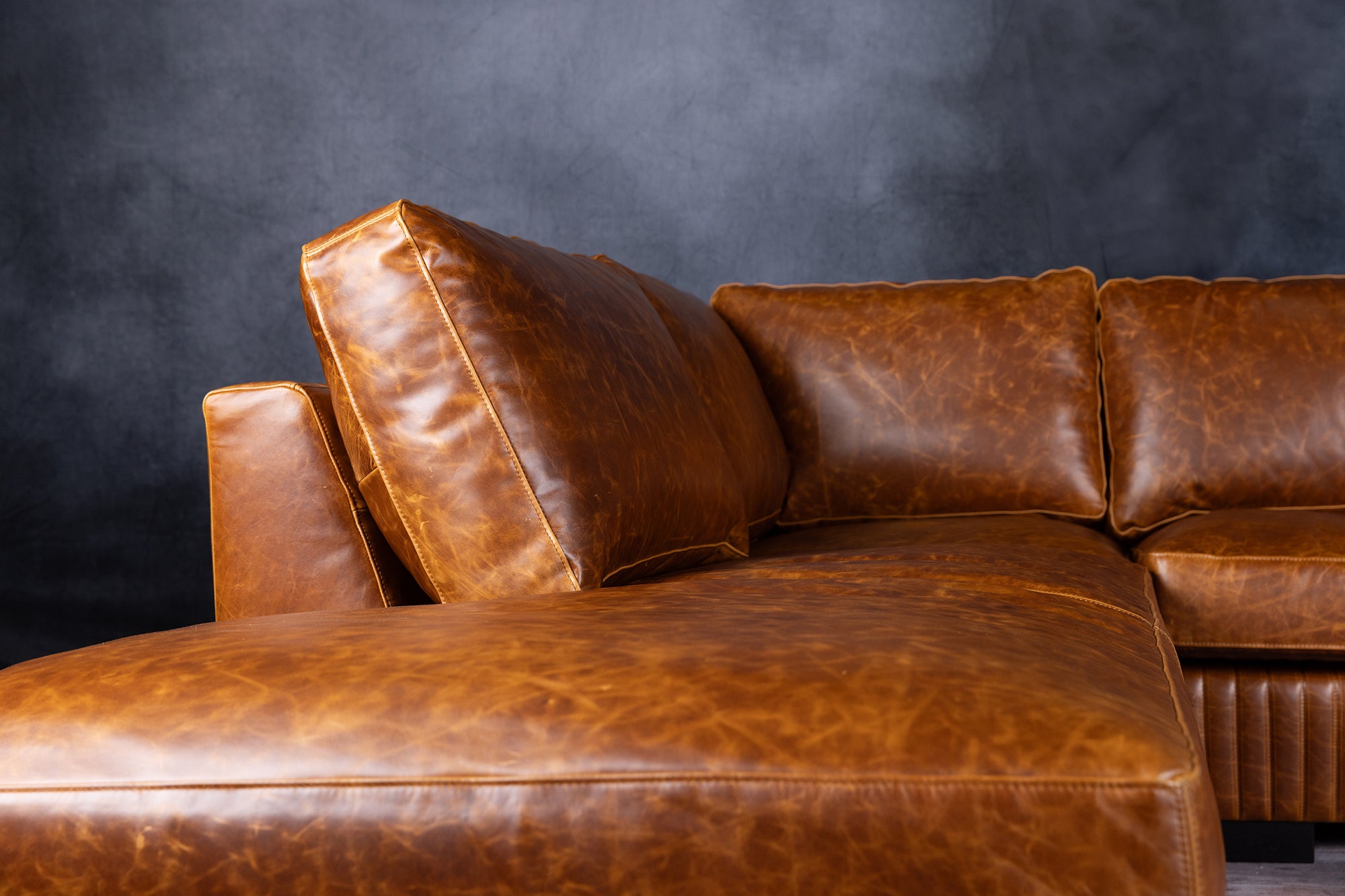 Royal Admiral Genuine Leather Sectional Sofa - Modern L-Shaped Couch for Living Room, Family Room & Home Theater Comfort