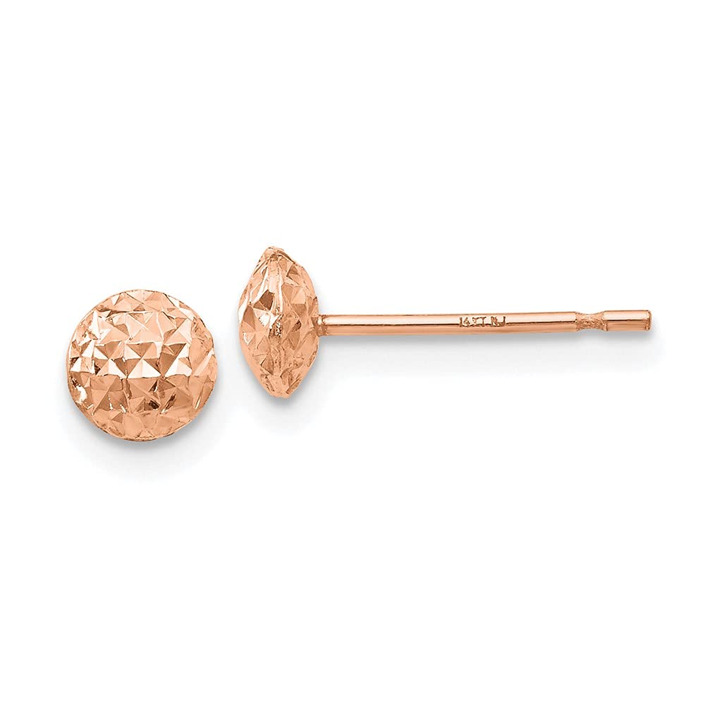 14k Rose Gold Rose 5mm Puff Circle Stud Earrings for Women - 5x5mm (3/16