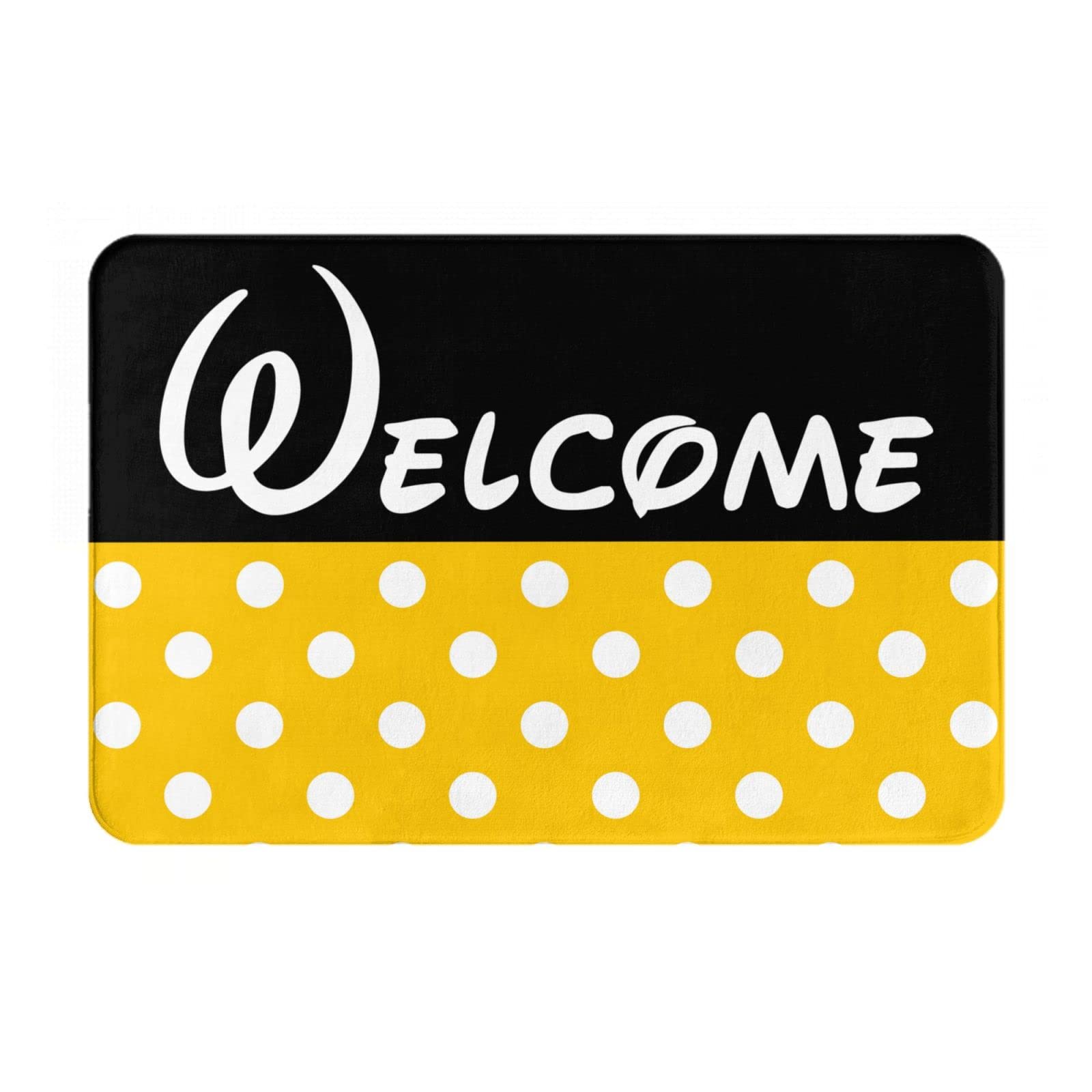 Yellow Polka Dot Non-Slip Door Mat - Absorbent Indoor Floor Mat for Home, Bedroom, Kitchen & Bathroom - Perfect for Entryways, Bathrooms and High-Traffic Areas
