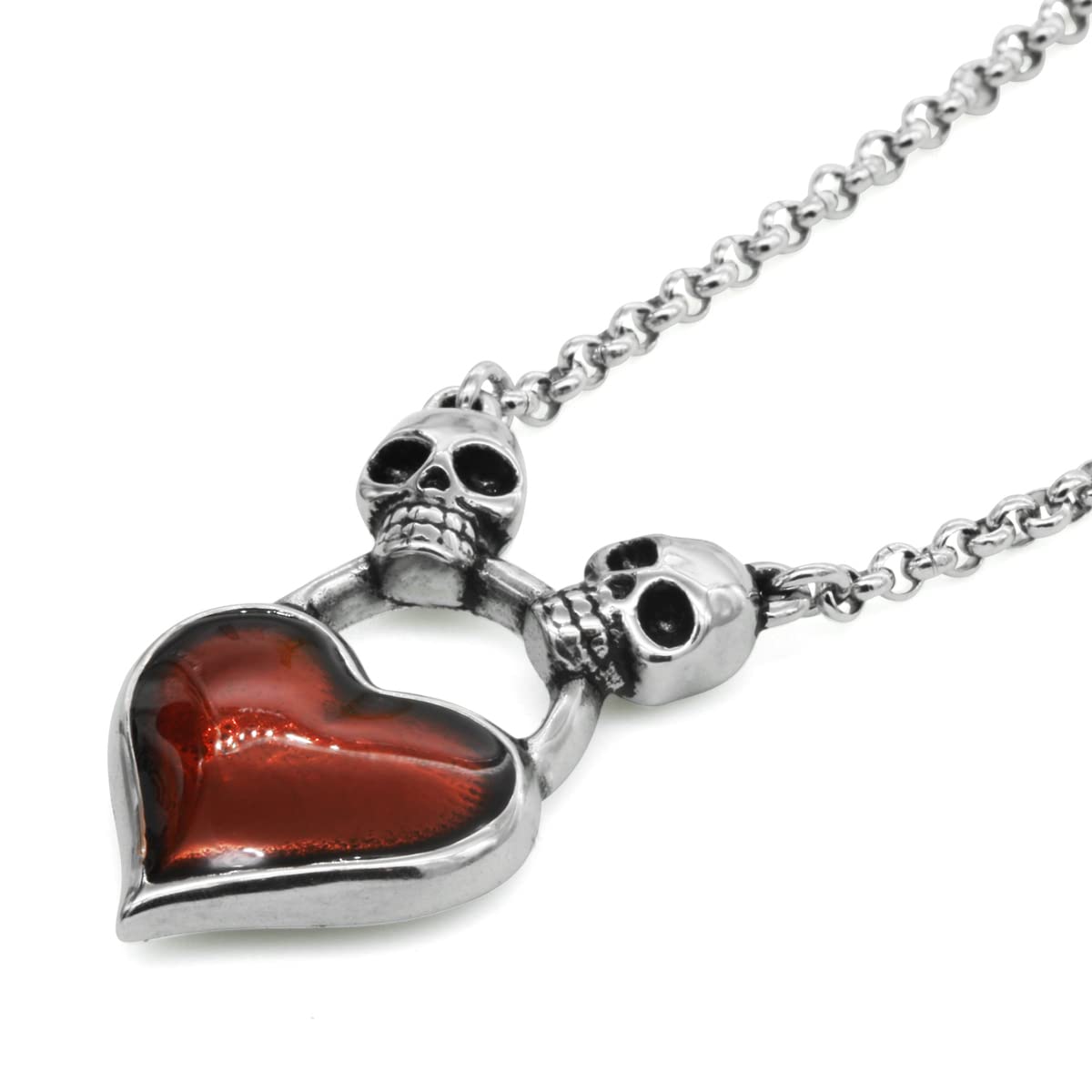 Controse Skull Heart Necklace - Gothic Jewelry for Women, Sterling Silver Pendant with Black Enamel - Perfect for Valentine's Day, Halloween & Alternative Fashion