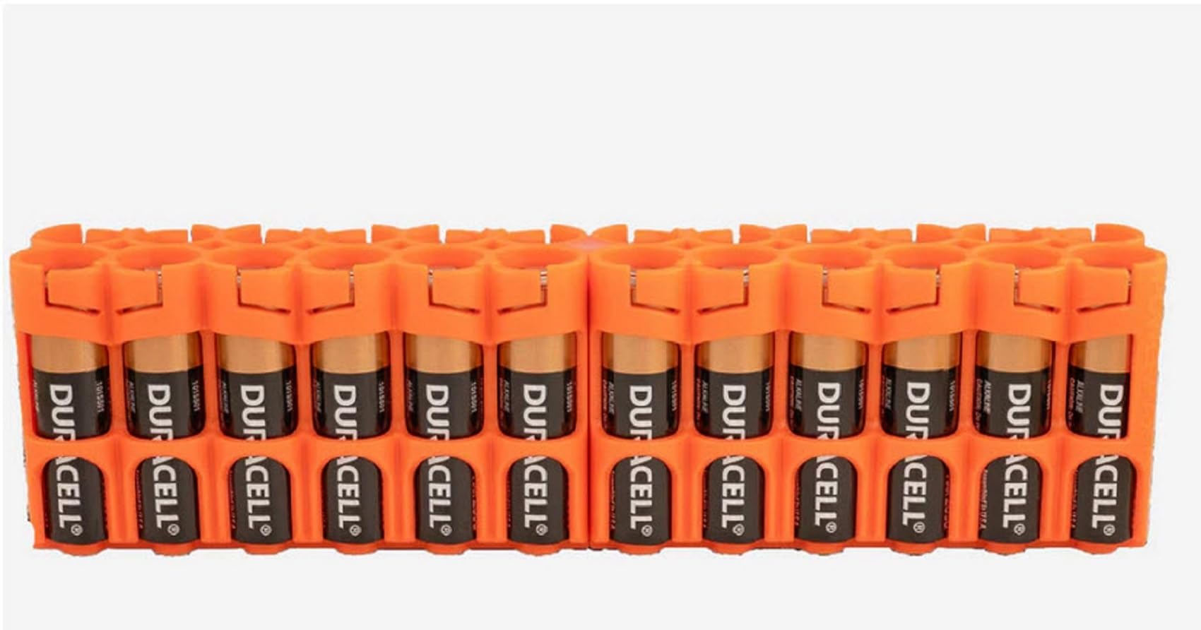 Orange AA Battery Storage Caddy - Organizes 24 Batteries (Not Included) | Perfect for Home, Office & Emergency Kits