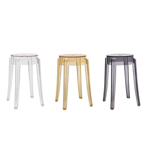 Charles Ghost Stool Medium Smoke - Modern Acrylic Bar Stool for Kitchen Island, Dining Room & Lounge Decor - Transparent Ghost Chair for Home & Office