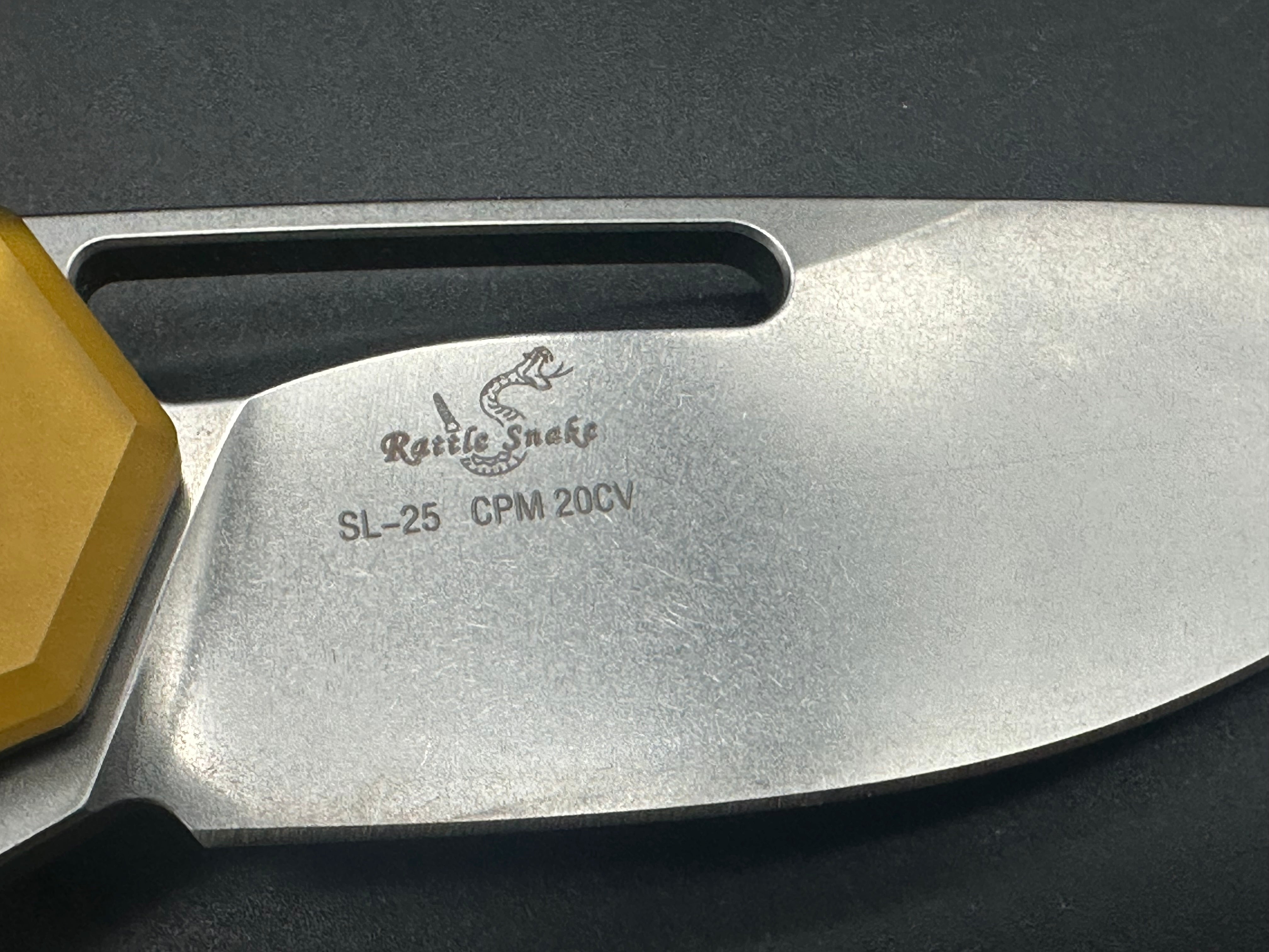 SixLeaf Folding Knife - Yellow Ultem Handle, 20CV Steel Plain Edge SL-25 PEI | EDC, Camping, Hiking & Outdoor Survival Tool