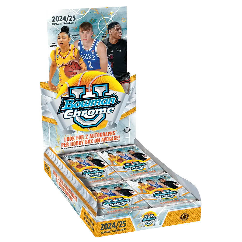 2024 Bowman University Chrome Basketball Hobby Box - 12 Packs with Autograph & Rookie Cards - Perfect for Collectors, Investors & Fantasy Sports Fans