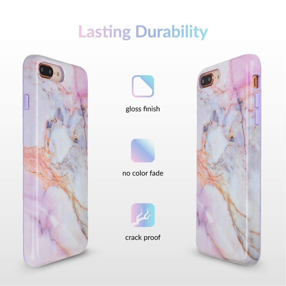 VELVET CAVIAR iPhone 8 Plus/7 Plus Case - Cute Protective Phone Cover for Women | Shockproof Slim Marble Design | Perfect for Work, Travel & Everyday Use (White Marble)