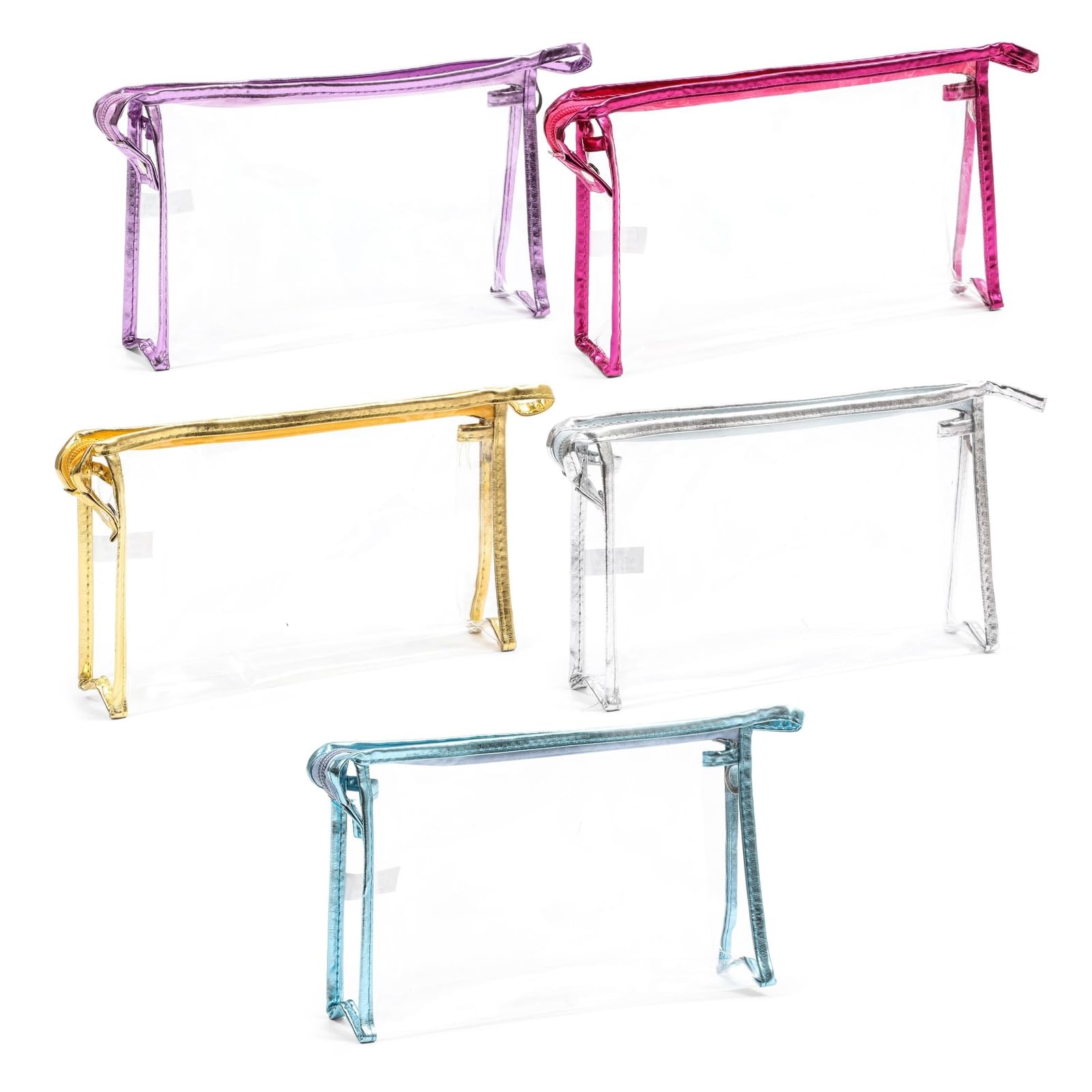 Clear Makeup Bags with Zipper - Travel Size Toiletry Organizer (9.5 x 6 Inches, 5 Pack) - Perfect for Cosmetic Storage, Travel Essentials & On-the-Go Organization