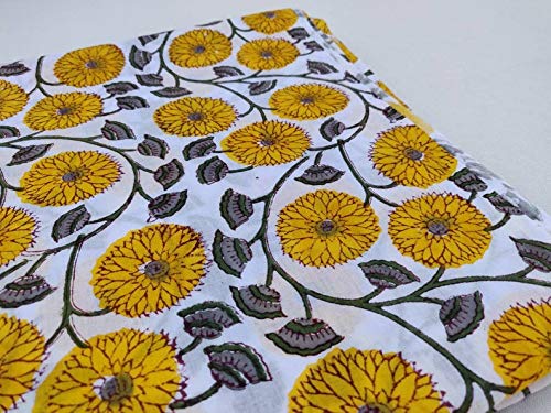 Authentic Jaipur Floral Printed Cotton Fabric by the Yard - Soft & Breathable Indian Print Cloth for Scarves, Cushion Covers, Sofa Covers & Summer Dresses (50 Yards) - Perfect for Home Decor, DIY Crafts & Fashion Accessories