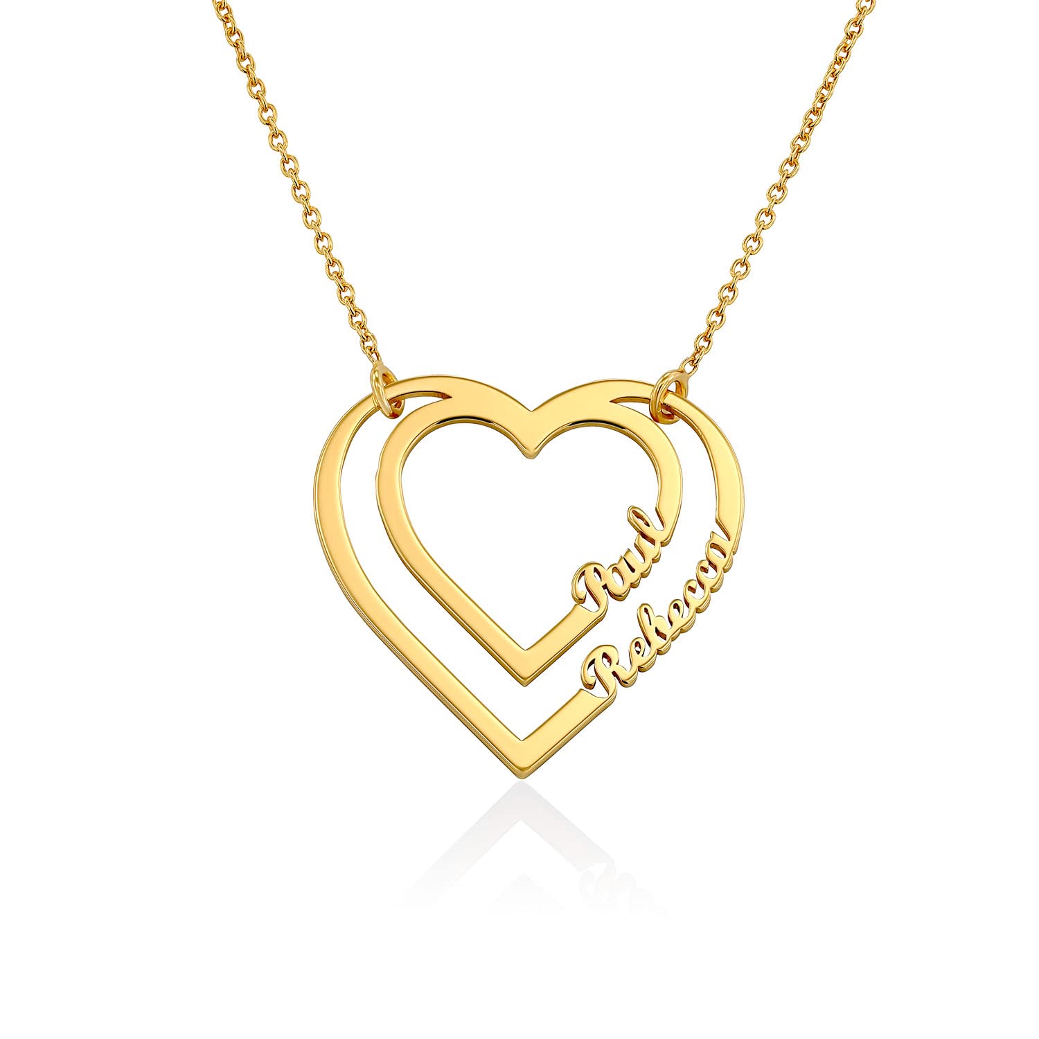 MyNameNecklace - Personalized Heart Necklace with 2 Names - 925 Sterling Silver / 18K Gold Plated - Custom Engraved Jewelry Gift for Women - Perfect for Valentine's Day, Anniversary, Birthday & Mother's Day - Romantic Present for Wife, Girlfriend or Mom
