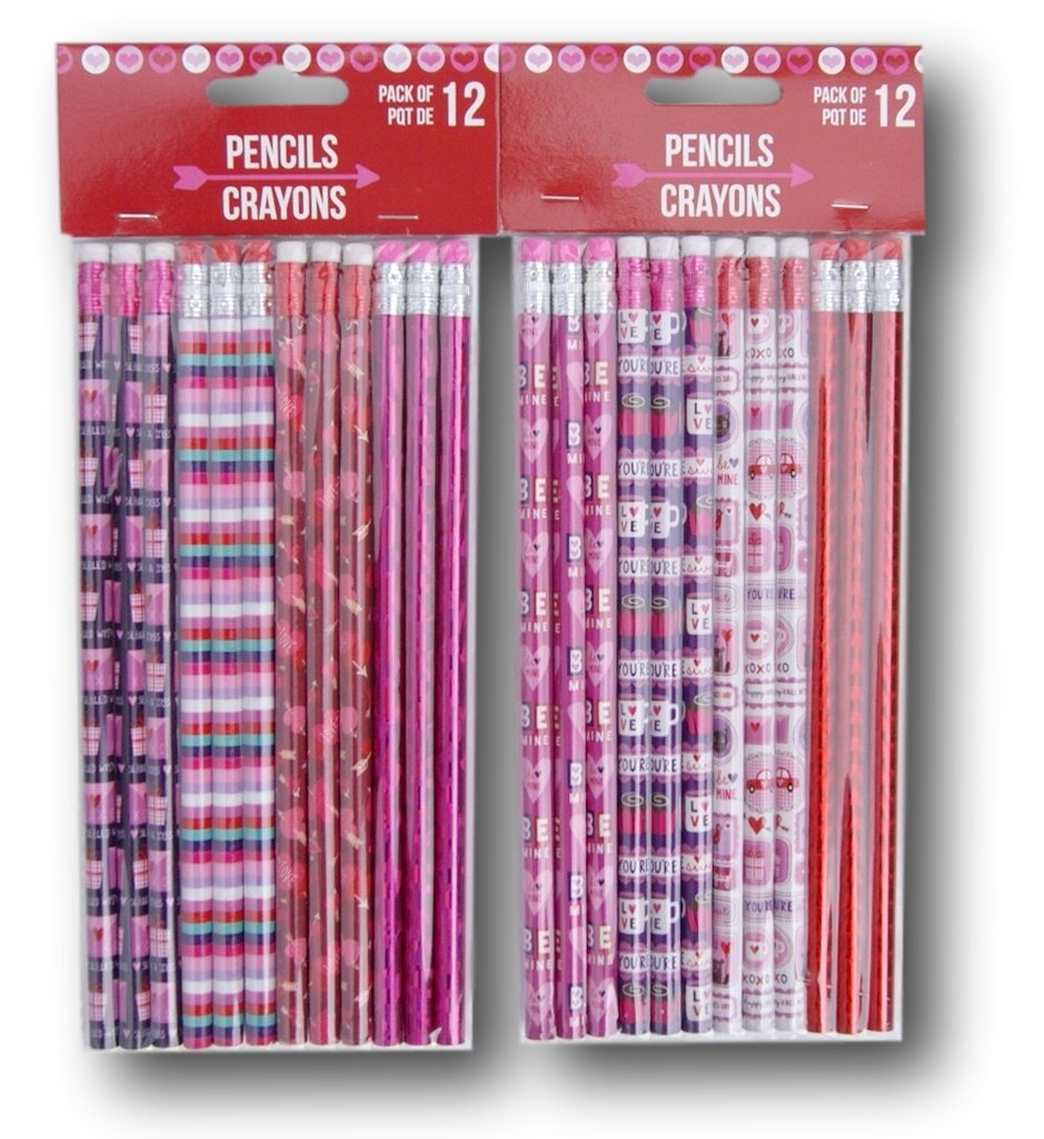Valentine's Day Pencils - 24 Pack Assorted Designs for School, Classroom Favors & Party Supplies | Perfect for Valentine Gifts, Teacher Appreciation, and Student Rewards