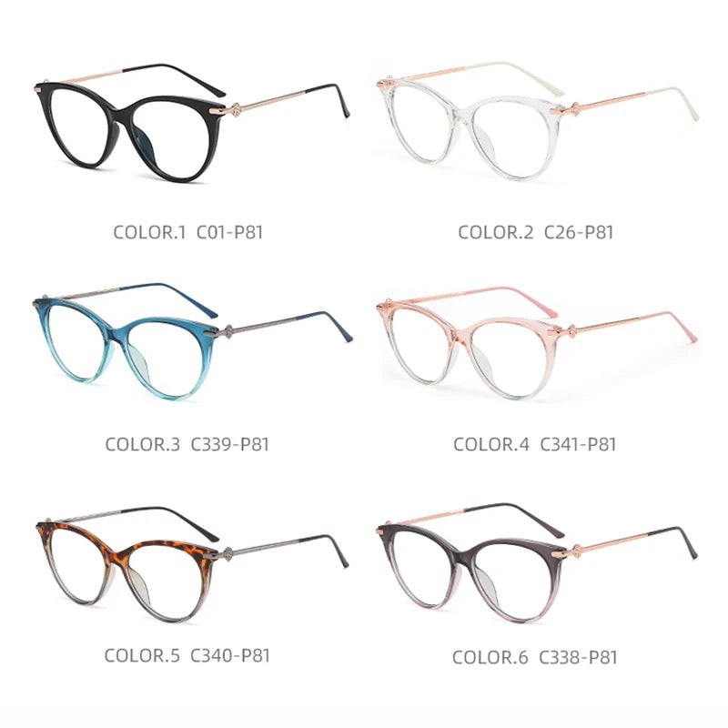 Bclear Women's Full Rim Cat Eye Acetate Alloy Eyeglasses WD810 - Stylish Reading Glasses for Work, Office & Everyday Fashion Accessory