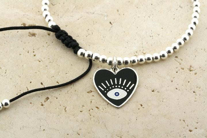 Enamel Black Flying Heart Bead Bracelet for Women - Elegant Adjustable Charm Jewelry for Gifts, Parties & Everyday Wear