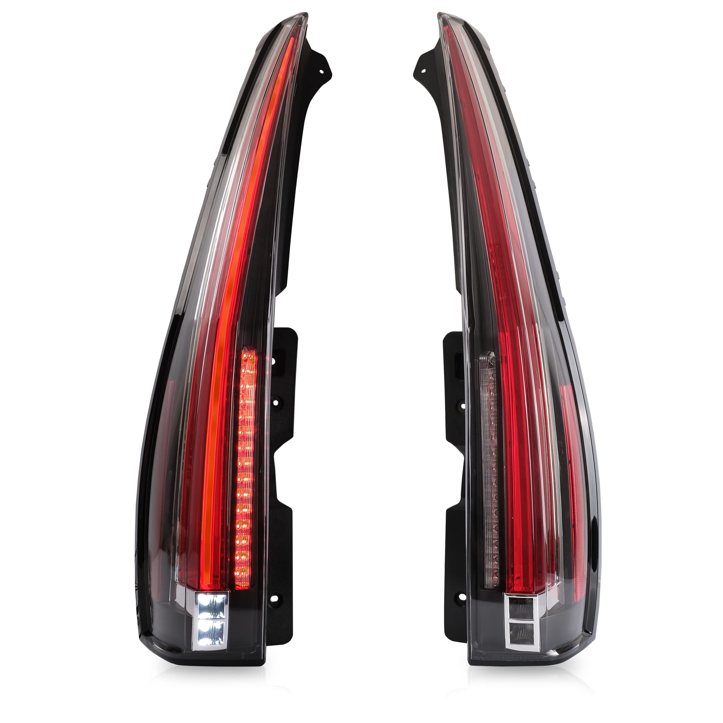 VLAND LED Tail Lights Assembly for Cadillac Escalade 3rd Gen SUV 2007-2014 - Red & Clear DRL Rear Lamps with Fog Lights & Turn Signals (Not Compatible with GMC/Chevrolet) - Perfect for Night Driving & Custom Car Upgrades