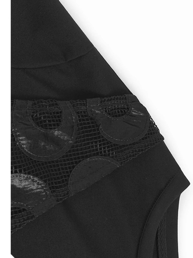 Black Dot Print T-Shirt & Hollow Out Skirt 2-Piece Set - Women's Round Neck Short Sleeve Outfit for Spring Summer 2025 | Casual Wear, Date Night, Office Chic
