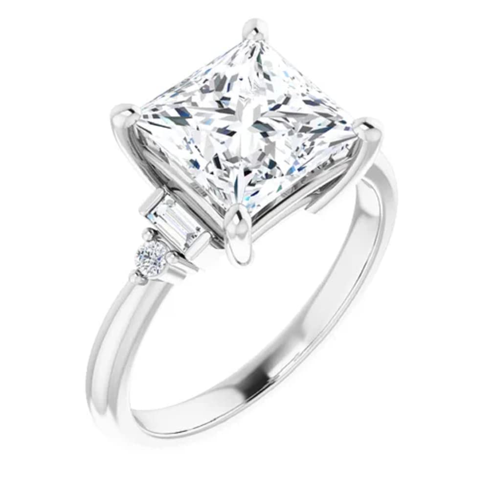 3 CT Princess Cut Colorless Moissanite Engagement Ring for Women - Sterling Silver/Solid Gold Wedding Band Set - 4-Prong Solitaire Bridal Ring - Perfect for Proposals, Anniversaries & Special Occasions