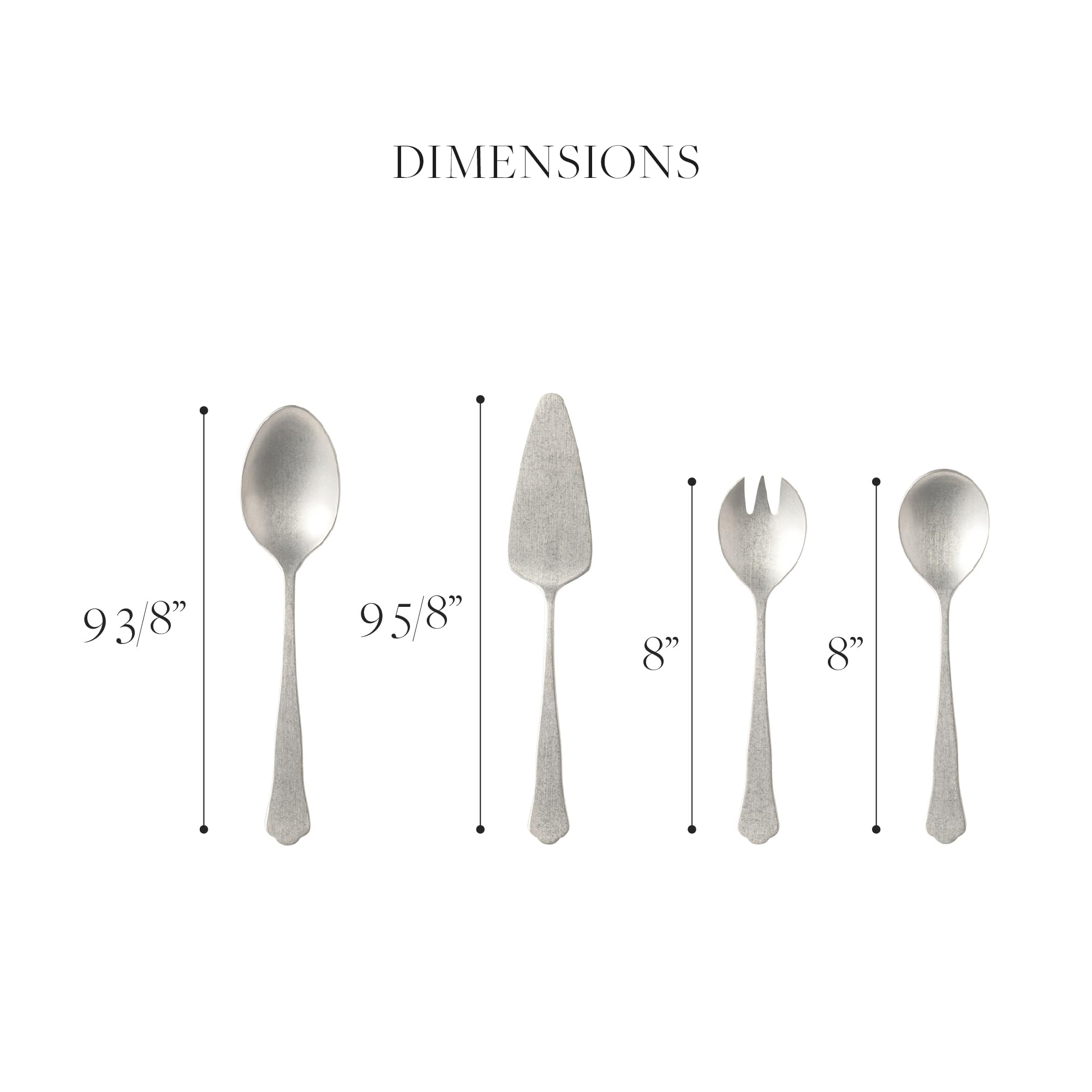 Costa Nova 4-Piece Silverware Hostess Serving Set - Prado Collection, Vintage Brushed Stainless Steel Flatware | Dishwasher Safe Cutlery | Restaurant Quality Dinnerware | Perfect for Entertaining, Dinner Parties & Formal Dining