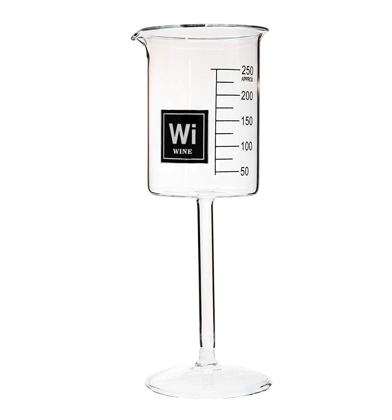 Set of 2 Clear Glass Laboratory Beaker Wine Glasses - 8oz Capacity - Perfect for Science Themed Parties, Chemistry Experiments & Unique Drinking Glasses