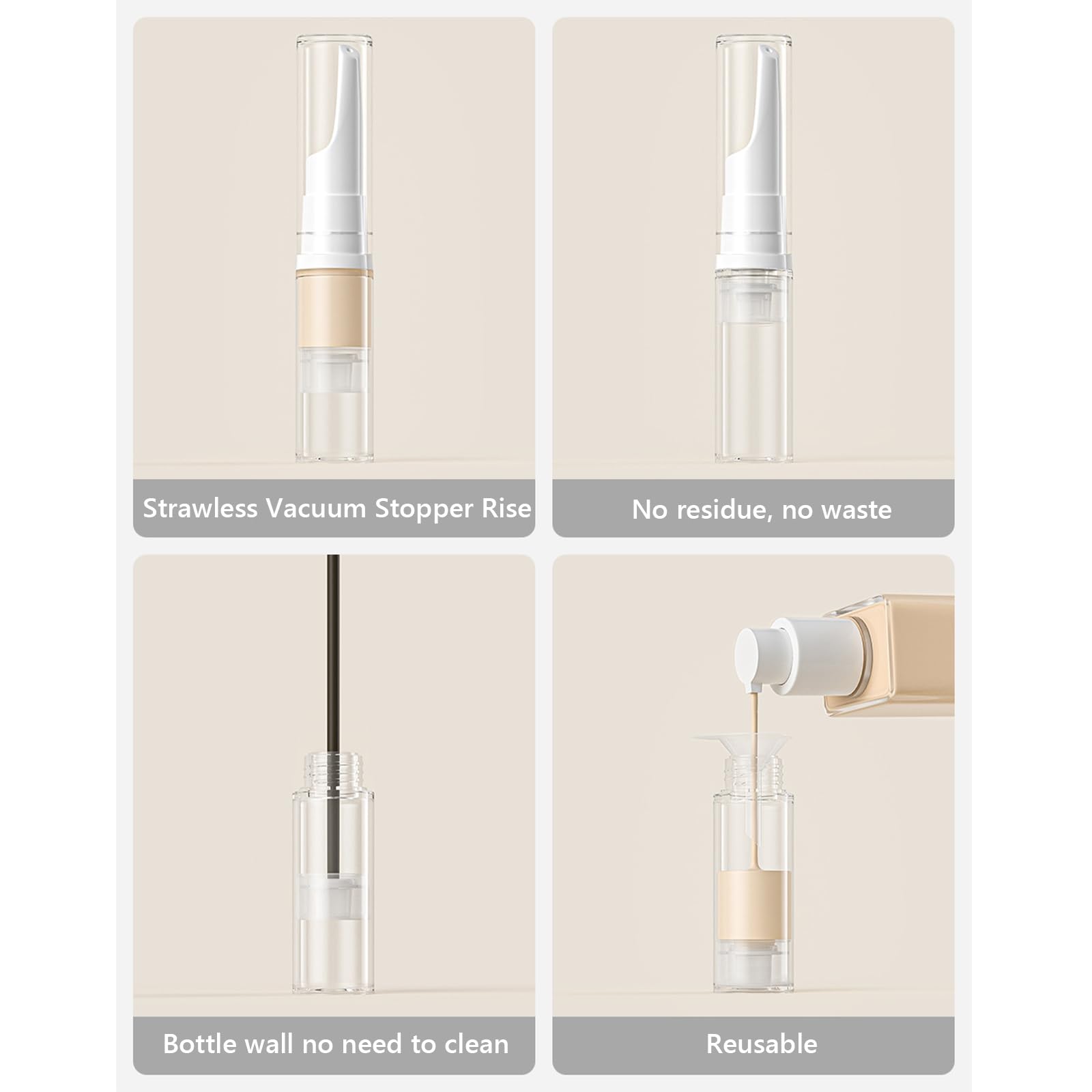 12PCS Empty Airless Pump Bottles (5ML & 10ML) - Vacuum Sealed Refillable Cosmetic Containers for Lotion, Cream & Serums | Travel-Friendly Leakproof Dispenser for Skincare, Makeup & Haircare Products