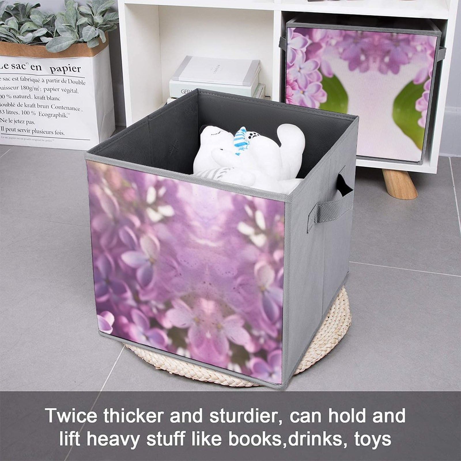 6-Pack Lilac Collapsible Storage Bins with Handles - Large Fabric Storage Baskets for Closet, Bedroom & Home Organization - Perfect for Clothes, Toys, Blankets & Household Items