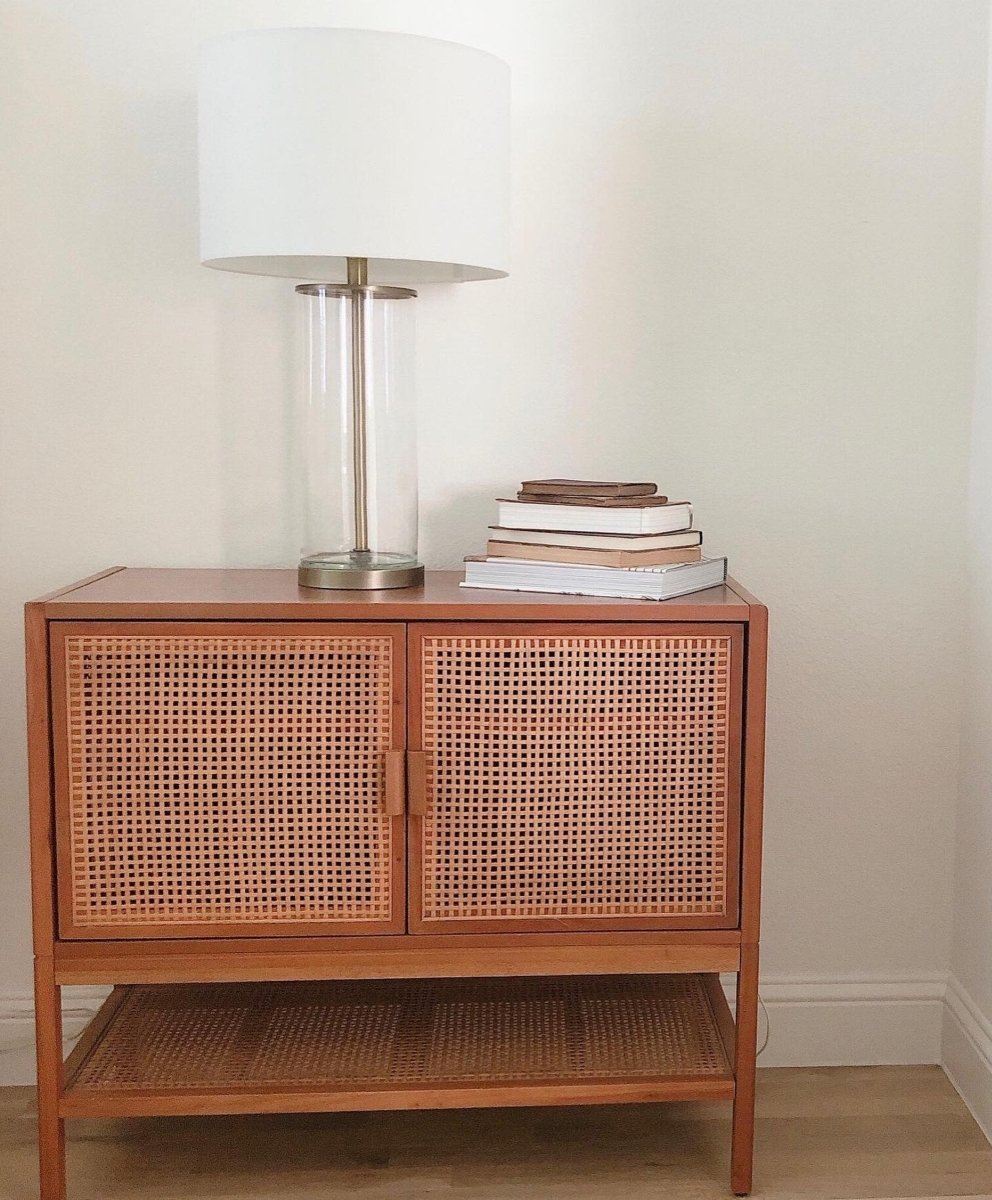 Handmade Wooden Designer Cane Cabinet - Stylish Storage for Living Room, Bedroom & Entryway | Rustic Home Decor Organizer with Woven Front