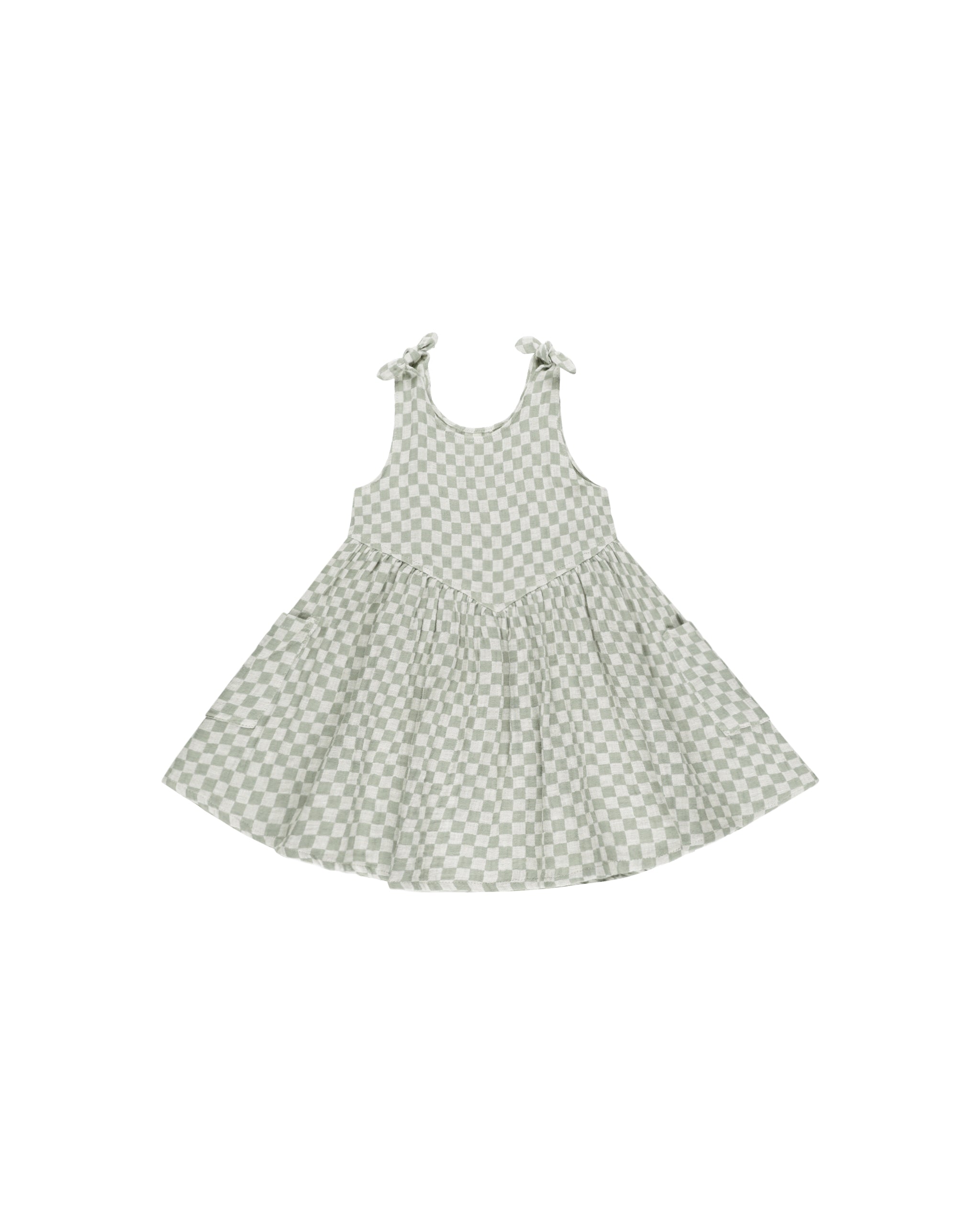 Rylee & Cru Girls Sage Check Summer Dress - Soft Cotton Floral Print Sundress for Toddler & Kids - Perfect for Beach, Vacation & Outdoor Play