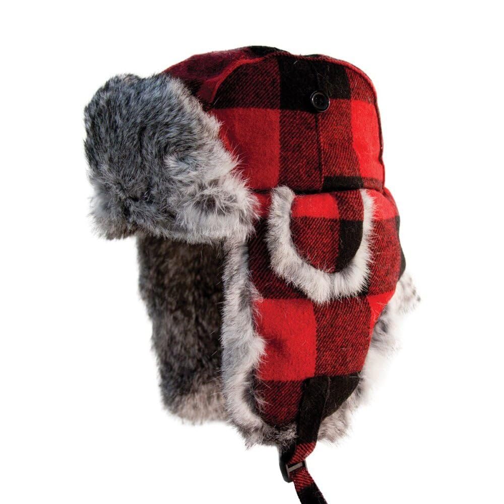 Eskimo Apparel Plaid Alaskan Fur Hat - Winter Trapper Hat with Ear Flaps for Men & Women - Perfect for Snowboarding, Skiing, and Arctic Adventures