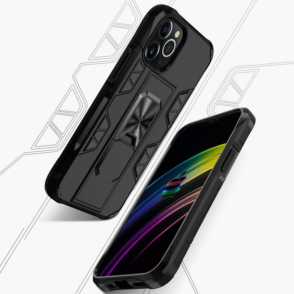 Omorro Military Grade iPhone 12 Pro Max Case - Drop Tested Rugged Protective Cover with Magnetic Car Mount & Kickstand | Hard PC + Soft TPU Hybrid Design | Perfect for Outdoor, Construction & Extreme Sports Protection