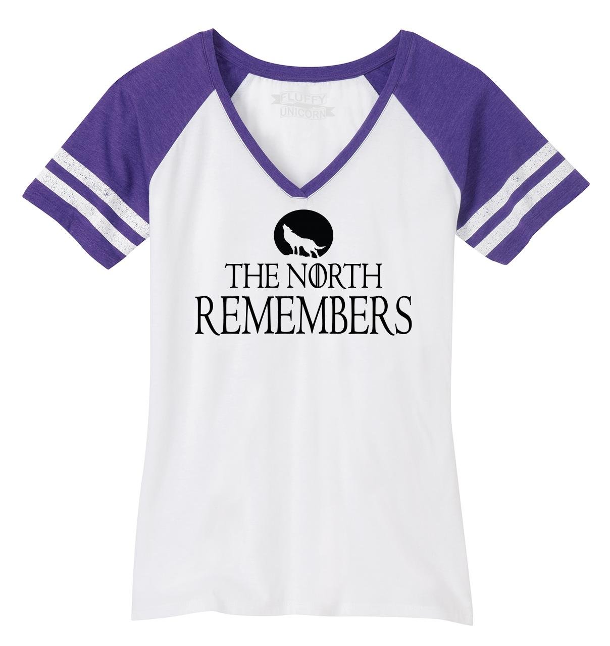 Funny The North Remembers T-Shirt for Women - Game of Thrones Inspired V-Neck Tee - Perfect for Gamer Fans, TV Show Enthusiasts & Cosplay Events