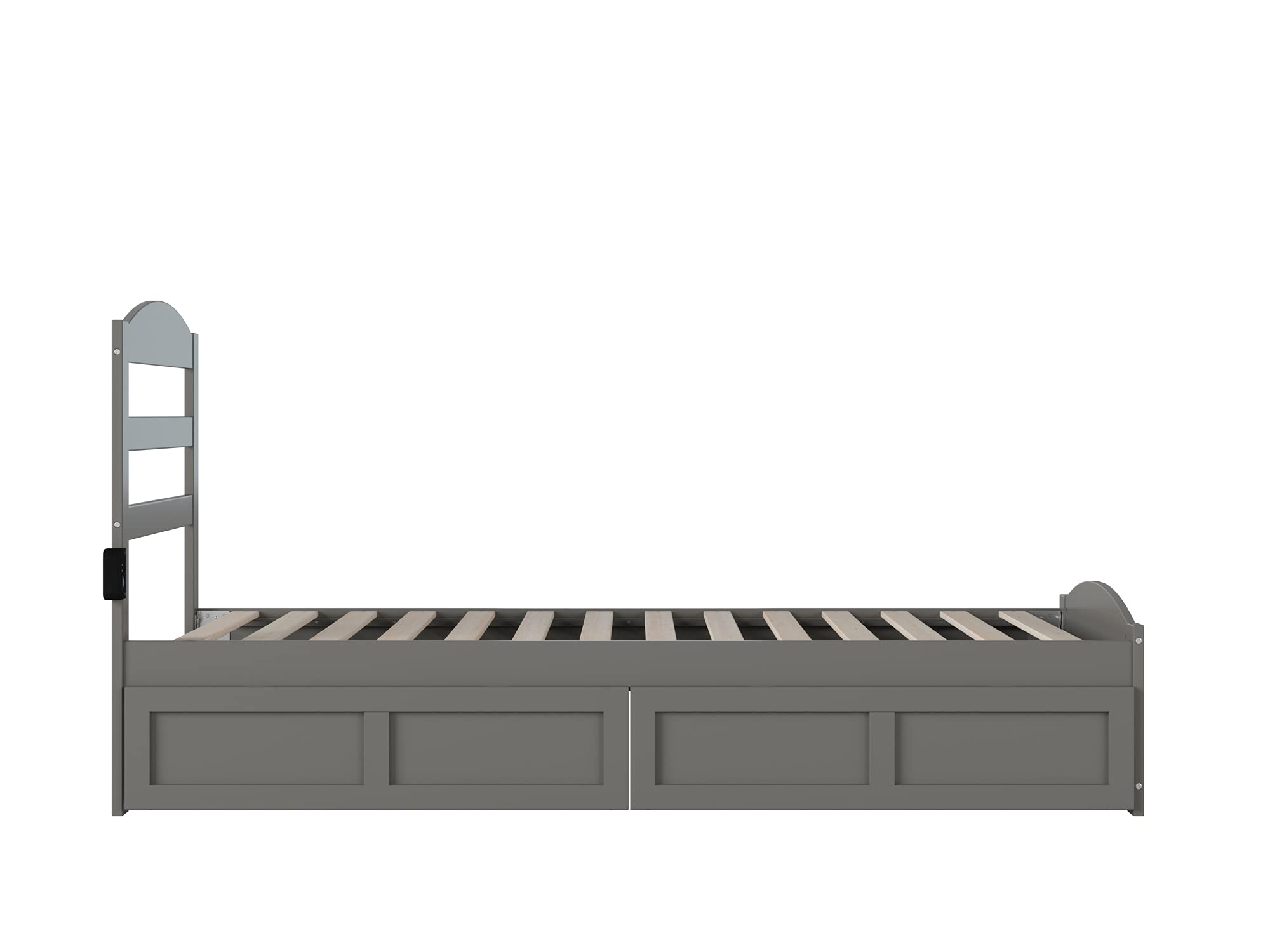 AFI Warren Twin XL Platform Bed with Footboard, Storage & USB Charging Station in Grey - Perfect for Small Spaces, Dorm Rooms & Guest Bedrooms