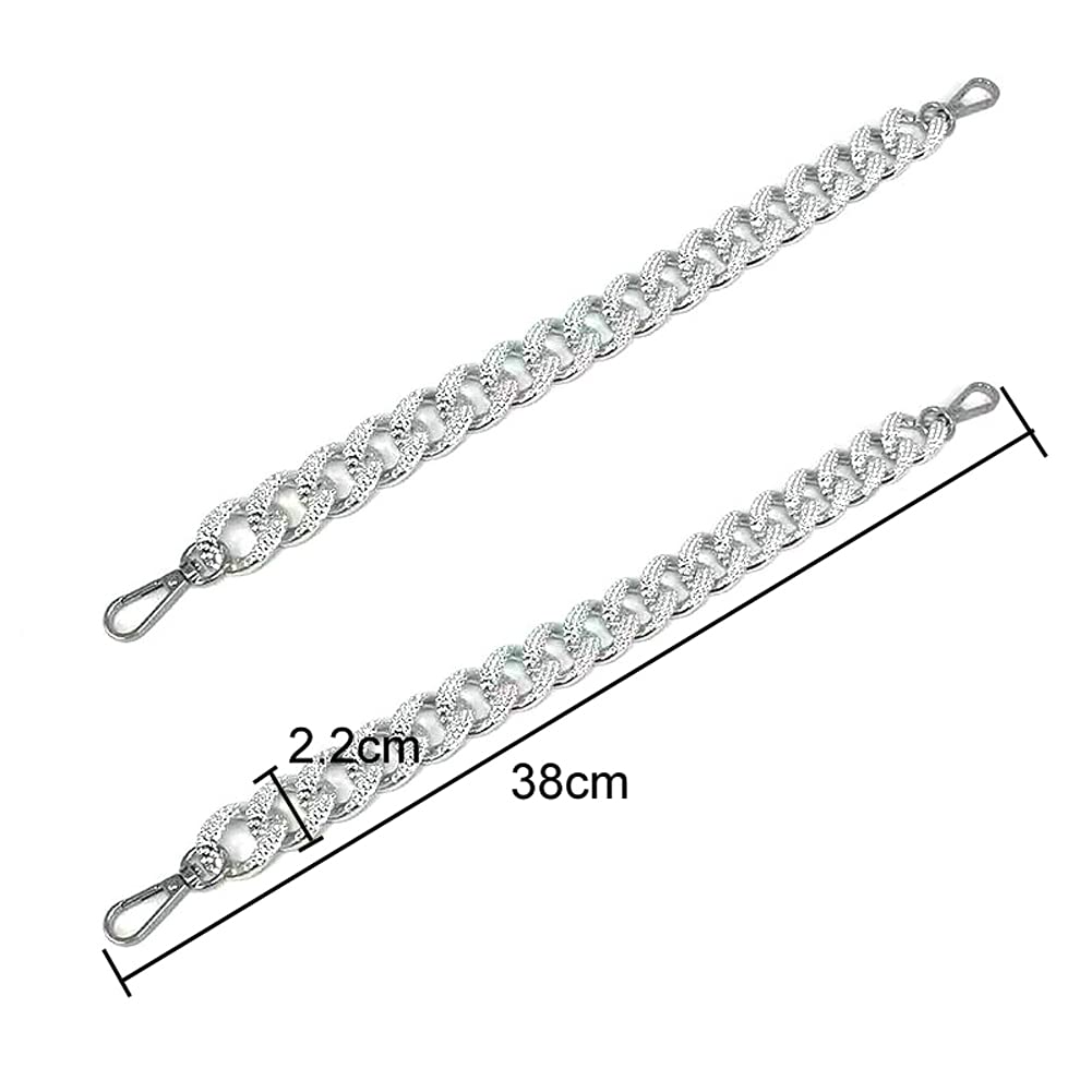 2 Pack Silver Aluminum Alloy Flat Chain Straps with Metal Buckle - 15