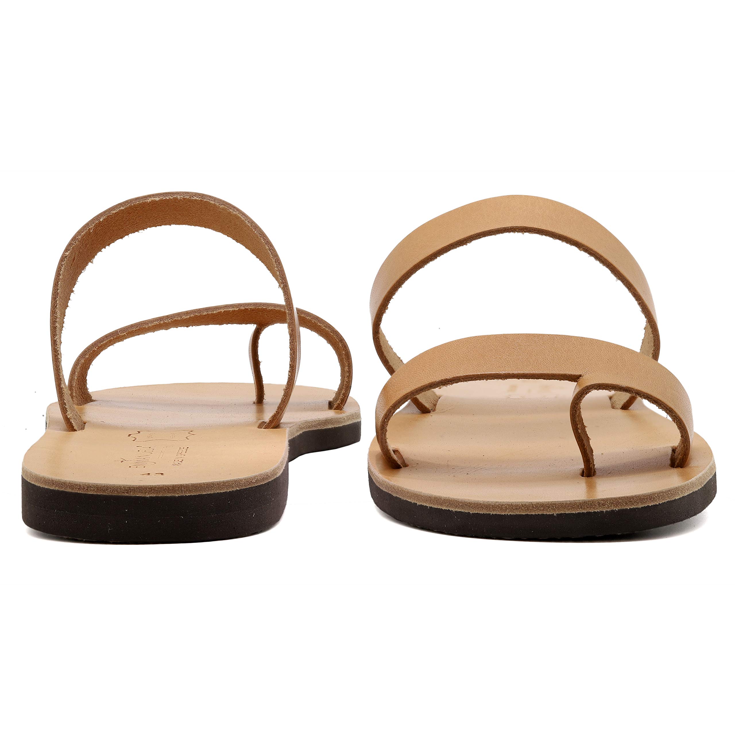 Emmanuela Greek Handmade Leather Sandals for Men | Premium Quality Slide-On Summer Sandals with Ring Toe Design | Comfortable Slider Sandals for Beach, Vacation & Casual Wear
