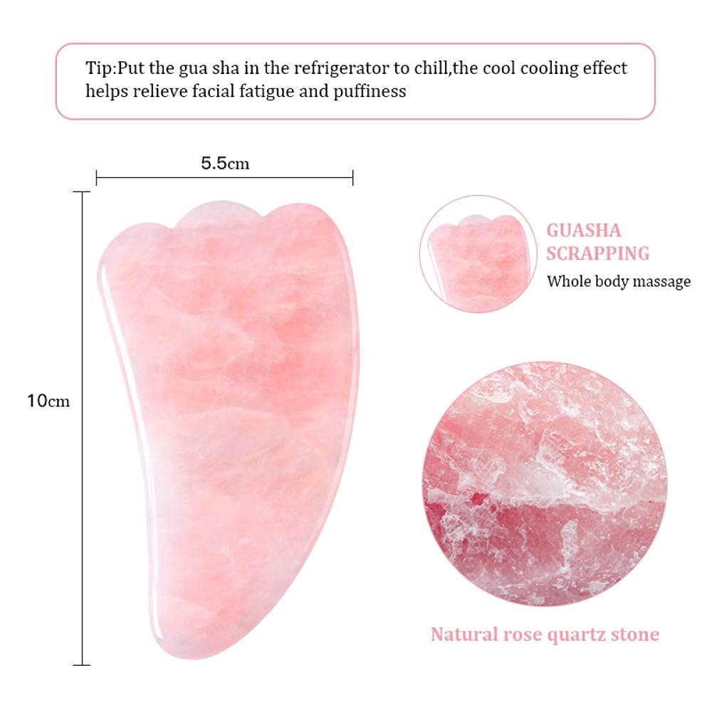 Natural Quartz Rose Amethyst & Jade Gua Sha Massage Tool - Anti-Wrinkle Facial Scraper for Skin Tightening, Neck & Face Care | Perfect for Home Spa & Self-Care Routine