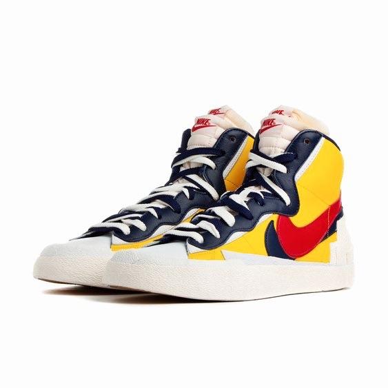 Nike x Sacai Blazer High Sneakers - Snow Beach White Obsidian University Red Colorway | Retro Basketball Shoes for Men & Women | Perfect for Streetwear, Casual Outfits & Sneaker Collection