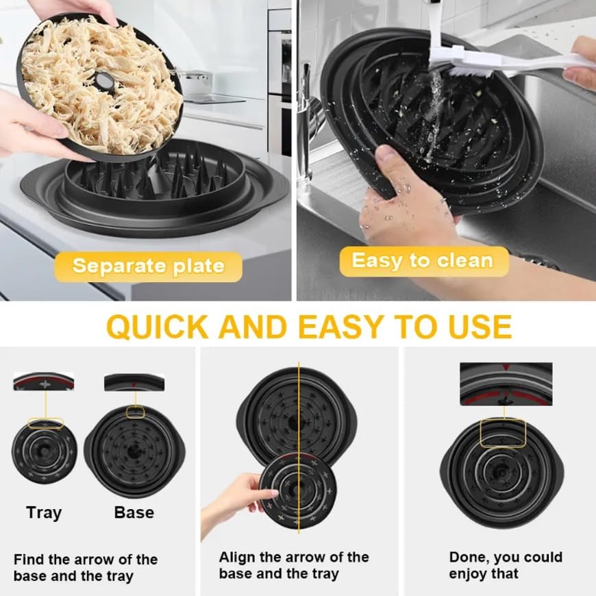 Ergonomic Chicken Shredder Machine with Non-Skid Base - Easy Twist Meat Shredder Tool for Pulled Chicken, Beef & Pork - Perfect for Meal Prep, BBQ, Sandwiches & Taco Fillings