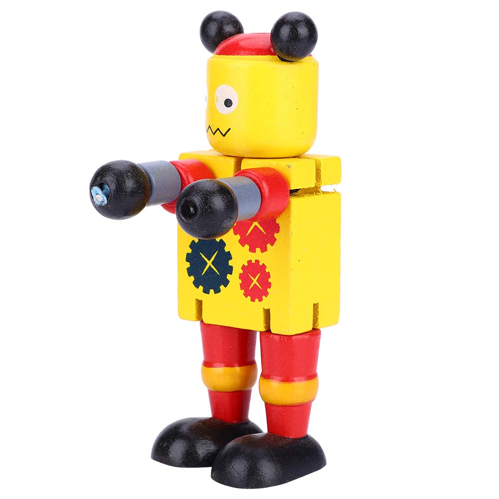 Cryfokt Wooden Robot Toys for Kids - Non-Toxic Educational STEM Toy (Yellow) | Perfect for Preschool Learning, Birthday Gifts & Creative Play