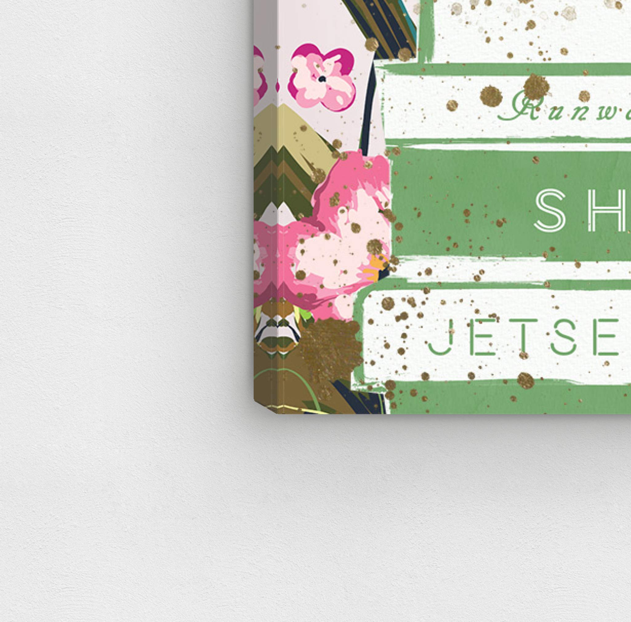 Oliver Gal Artist Co. Fashion & Glam Wall Art Canvas Print - 'Shoes and Books Spring' Home Decor 12x12 Inches - Green & Pink Abstract Painting for Living Room, Bedroom, Office Decor