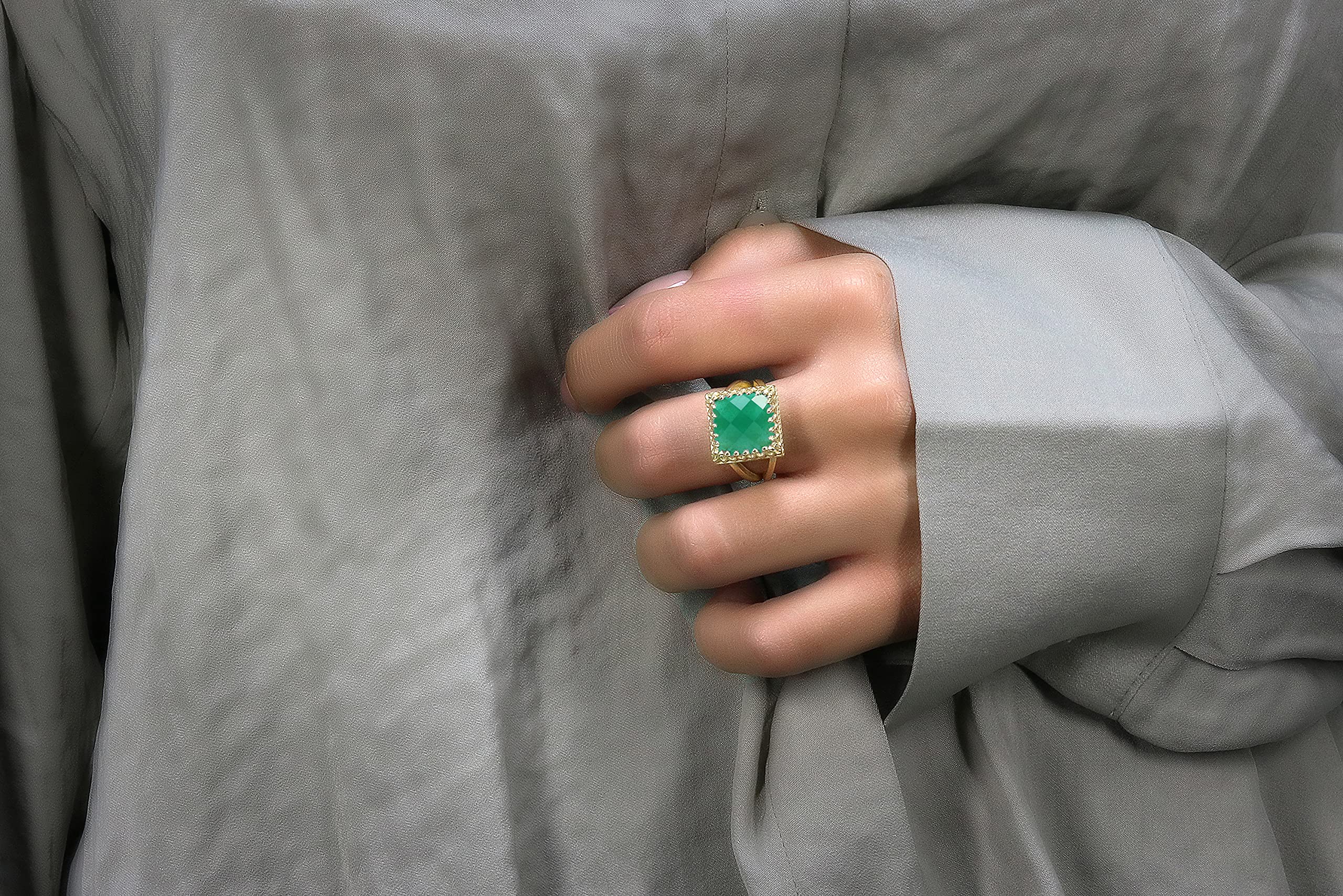 Exquisite 14K Rose Gold Filled Green Onyx Ring for Women - Handmade Dainty Onyx Jewelry - Perfect for Birthdays, Anniversaries & Everyday Wear - Elegant Gift for Her - Ideal for Office, Date Night & Special Occasions