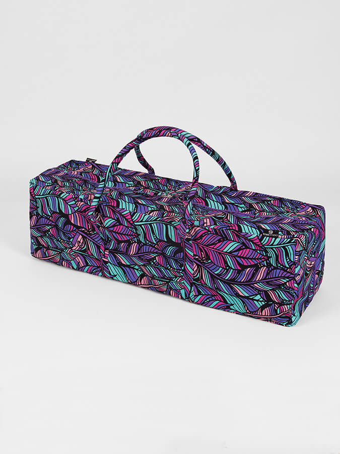 GOTS Certified Organic Cotton Yoga Equipment Kit Bag with Floral Design - Perfect for Yoga Studios, Home Practice & Travel