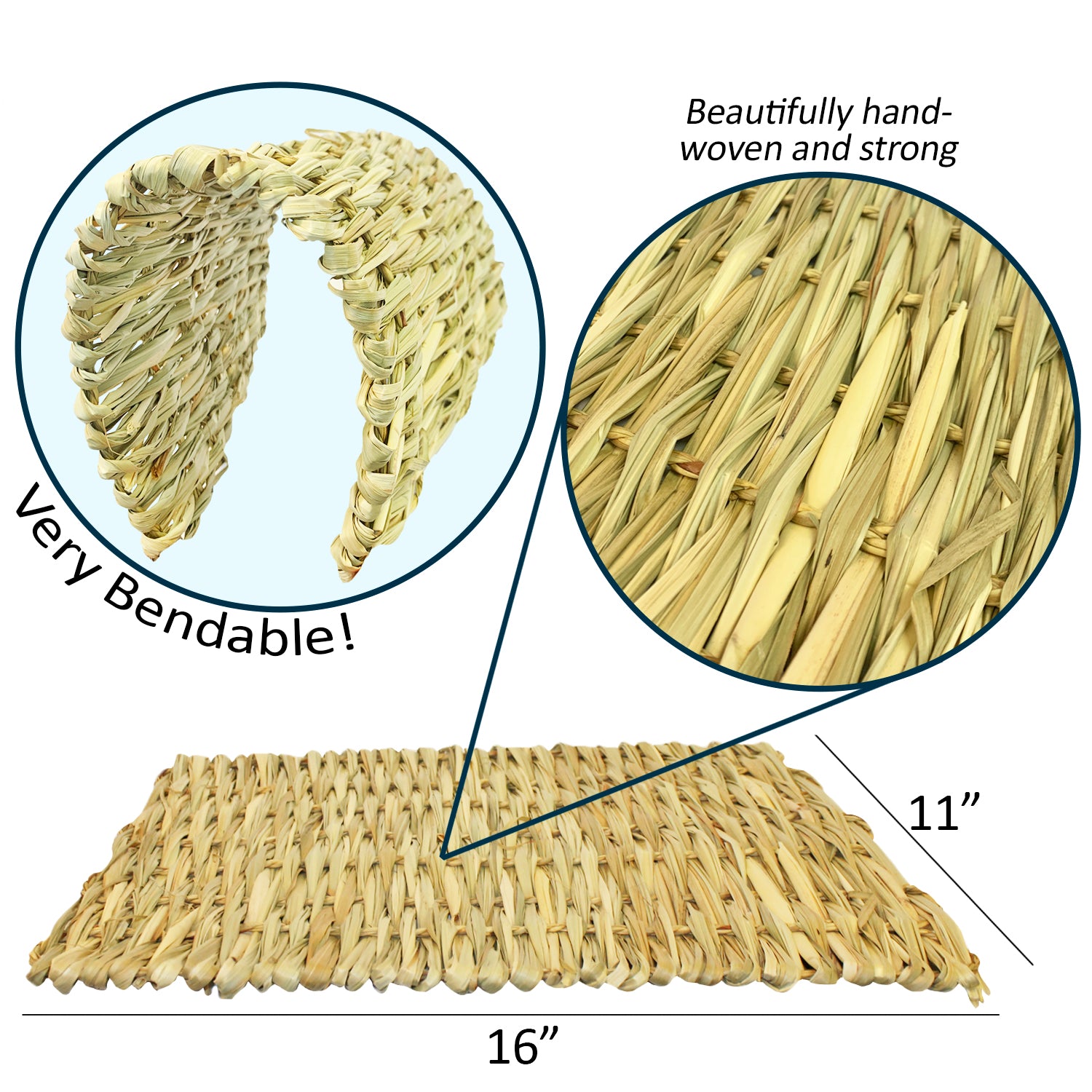 Natural Woven Grass Mat - Eco-Friendly Floor & Outdoor Rug - Perfect for Patio, Garden, Beach & Boho Home Decor