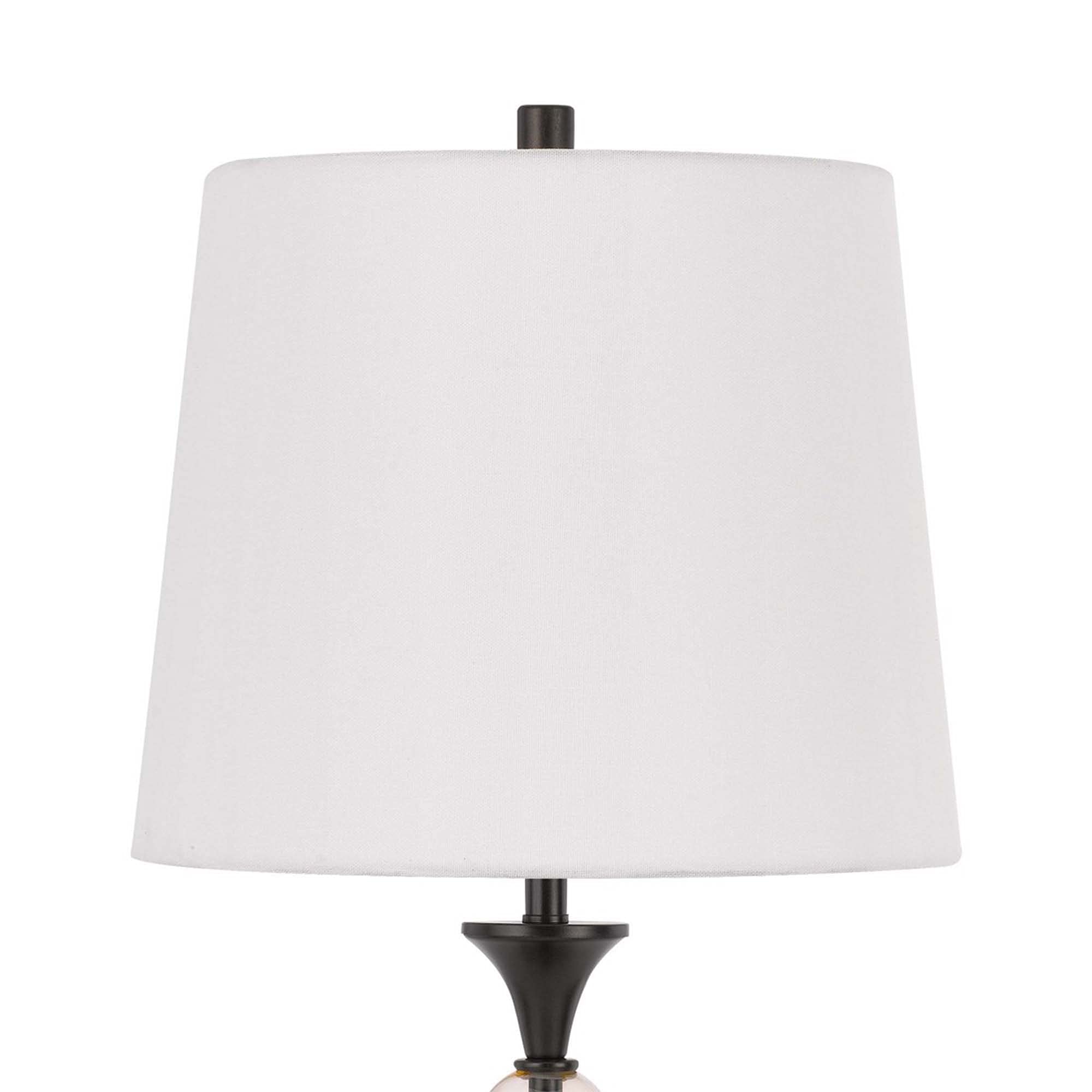 Benjara White & Bronze Table Lamp with Metal and Glass Jar Base - Perfect for Bedroom Nightstand, Living Room End Table, or Office Desk Lighting